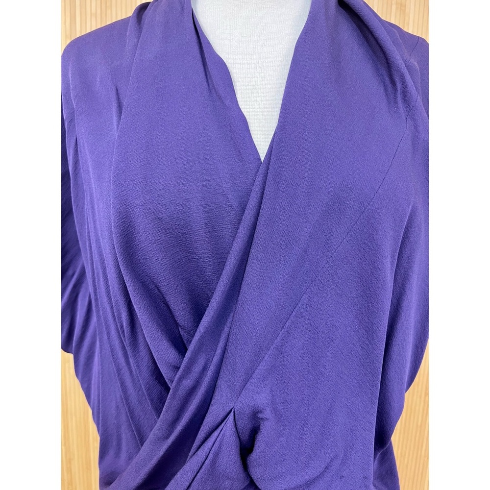 Alice + Olivia Royal Purple Grecian Style Silk Top